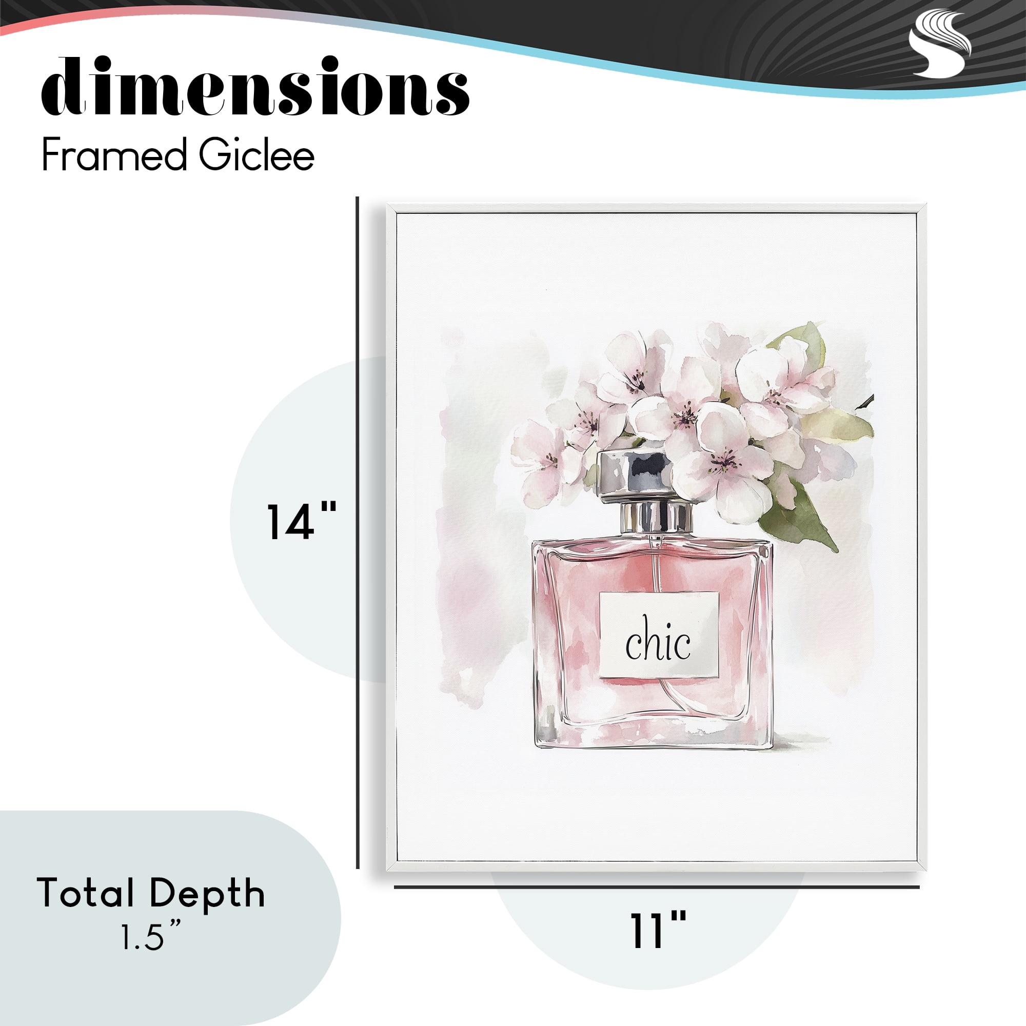 Cherry Blossom Chic Perfume White Framed Giclee Art, design by Christine Simpson Art
