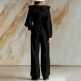 thumbnail image 6 of QQZ Wide Leg Hooded Jumpsuit For Women, Zip Front Elastic Waist Corduroy Casual Jumpsuit For Loungewear Vacation Daily Wear, 6 of 7
