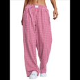 thumbnail image 1 of Pantalones Bóxer de Pijama A Rayas de Cuadros para Mujer, Cómodos y Bonitos con Bolsillos, Conjuntos de Otoño Y2K Rojo L, 1 of 9