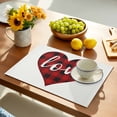 thumbnail image 2 of Valentine's Day Placemats Set of 4, Red Black Plaid Love Sweet Romance Placemats for Dining Table, Place Mats for Kitchen Tabletop, Waterproof Wipeable Dining Table Mats Set, 2 of 9