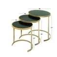 thumbnail image 4 of DecMode 14" x 17" Gold Metal Round Nesting Accent Table with Black Glass Top, 3-Pieces, 4 of 15