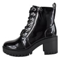 thumbnail image 2 of TOP MODA Women Chunky Thick High Heels Combat Lug Sole Ankle Boots Platform Lace Up Booties Side Zipper Bianca-90 Black Patent 8, 2 of 4