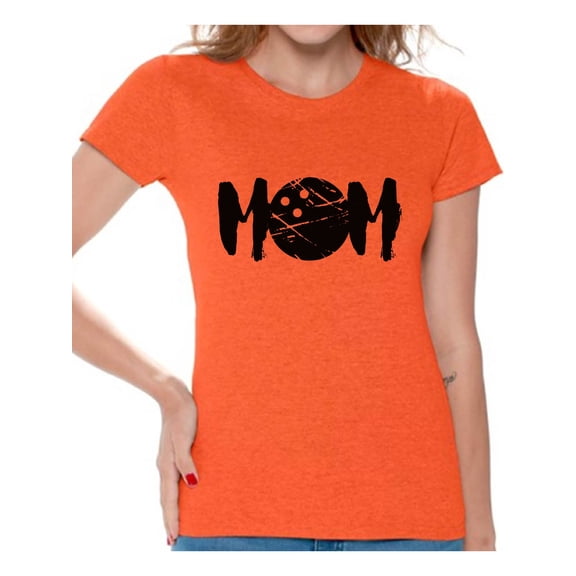 Awkward Styles Women's MOM Bowling Sport Mom Graphic T-shirt Tops Black Mother's Day Gift