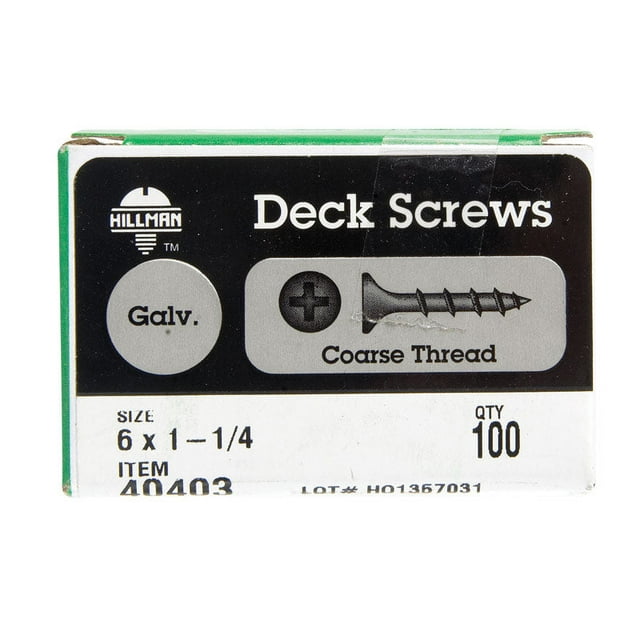 Tornillos de cubierta HILLMAN No. 6 Ga. X 3,2 cm de largo, gris, 100 unidades, galvanizado