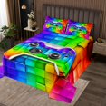 thumbnail image 2 of Erosebridal Boys Gamepad Coverlet Set Queen, Rainbow Square Bedding Set, Geometric Decor, 3pcs, 2 of 5