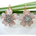 thumbnail image 3 of Navachi 18k Gold Plated Flower White Acatate Crystal Az1580e leverback Earrings, 3 of 4