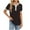 B286 Black womens summer tops clearance under $5, variant on Women Tops under $5! Cagogo Summer Tops for Women Short Sleeve Button V Neck T Shirts Dressy Casual Loose Color Block Ribbed Summer Tops Blouses Blusas Casuales de Mujer Bonitas
