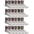 thumbnail image 1 of 24 Pairs Of Yacht & Smith Men Wholesale Cotton Sport Athletic Mid Ankle Socks Bulk Case Pack Size 10-13 (White w/Stripes), 1 of 6