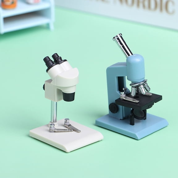 Joernso Dollhouse Miniature Microscope Realistic Plastic Mini Laboratory Equipment Experimental Scene Decor Toy Play House Supplies