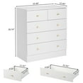 thumbnail image 6 of Resenkos 5 Drawer Dresser with Gold Handle, Dresser Chest Of Drawers Organizer, White, 6 of 10