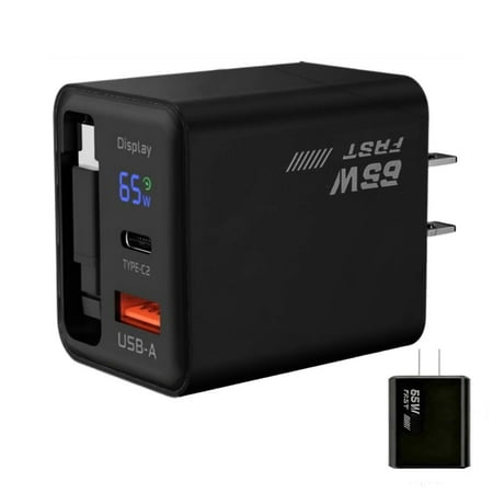 65W Extendable Digital Display GaN Charger for Phones Tablets