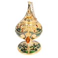thumbnail image 2 of Magic Genie Lamp Exquisite Colorfast Eye Catching Alloy Embossed Pattern Genie Lamp for Bedroom Office Gold+Green 4.7in, 2 of 3