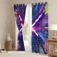 thumbnail image 3 of jejeloiu Neon Light Sword Blackout Curtains Set of 2 (52x84 Each),Cartoon Lightsaber Gaming Window Curtains,Colorful Neon Dots Curtains and Drapes For Kids,Luxury Bedroom Decor, 3 of 6