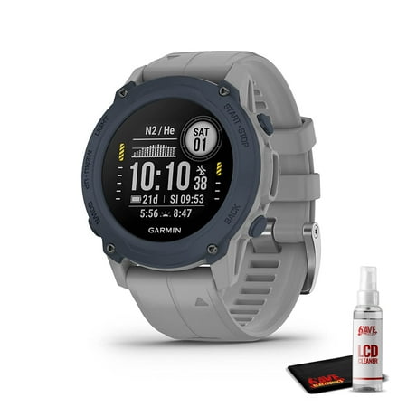 Descent G1 Solar, Rugged Dive Computer with Solar Charging Capabilities, Multiple Dive Modes, Activity Tracking, Powder Grey (010-02604-01) with 6Ave Cleaning Kit
