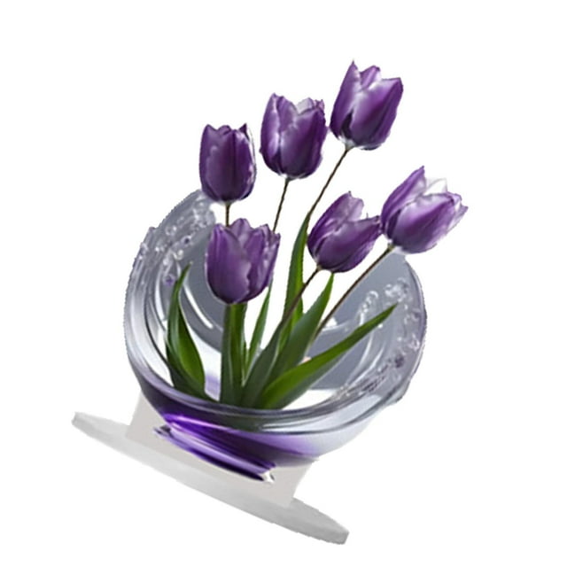 Lipstore 2D Acrylic Tulips Decor Desktop Plaque Holiday Housewarming Gift Tabletop Sign Decoration for Shelf Cabinet Table Living Room