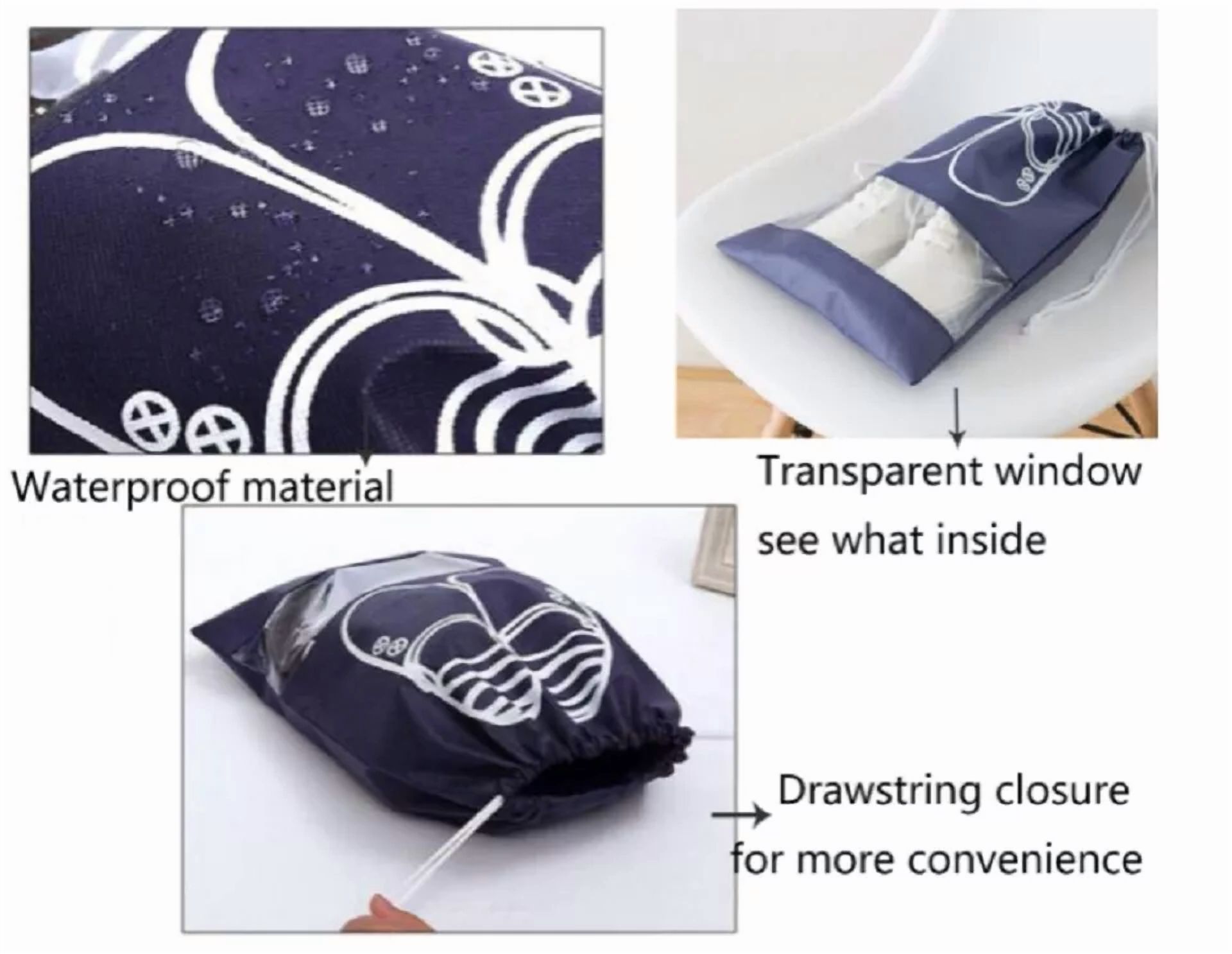 BUTTERFLY- 8-Piece Travel Shoe Bag Set – Dust-Proof Drawstring Pouch Organizer For Luggage