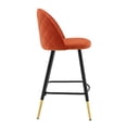 thumbnail image 4 of Modway Cordial Performance Velvet Counter Stools - Set of 2 in Orange, 4 of 10