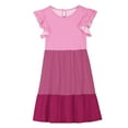 thumbnail image 4 of Nmnitkp Girl Dresses Cute Children's Summer Girl Dress Color Blocked Double-Layer Pleated Sleeve Dress Pink,11 Years, 4 of 8