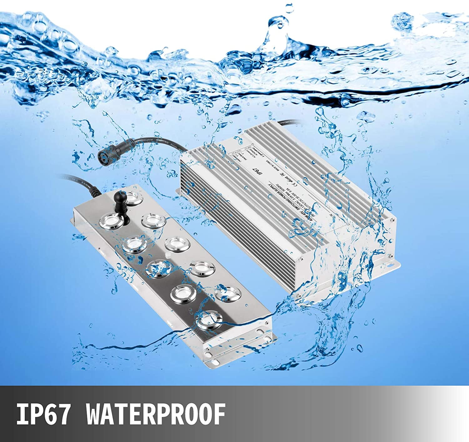 VEVOR Ultrasonic Mist Maker, 10 Head Stainless Steel Pond Mister Atomizer Fogger Humidifier with Water Fountain Power Supply Fogger