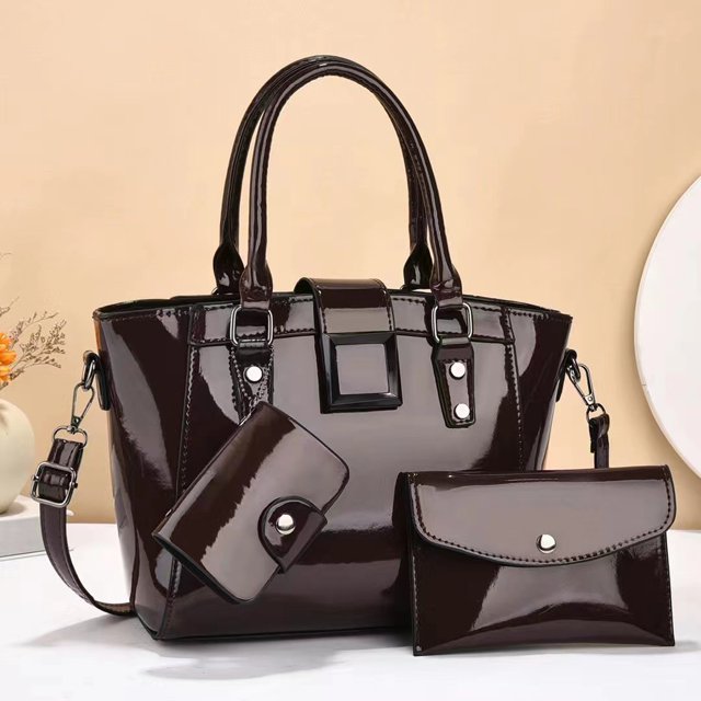 Bolsos de mano y carteras de cuero brillante para mujer, bolsos de mano cruzados de lujo, conjunto de 3 piezas, bolso de mano para mujer, bolso de hombro