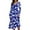 Dark Blue, variant on WTOBBY Women's Casual Fashion Floral Print V-Neck Long Sleeve Waist Long Dress Maxi Length with Flowy Hem for Elegance Waist-Defining Tie for Feminine Shape Boho Style ,Dark Blue L