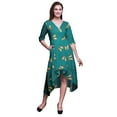 thumbnail image 1 of Bimba Robe Droite Asymétrique en Coton Verte à Papillons et Papillons Imprimés pour Femmes avec Poches, Décontractée, Mi-Longue - Grand, 1 of 4