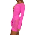 thumbnail image 4 of KOMOO Women Cutout Bodycon Dress Long Sleeve Sheer Mesh Short Dress Hollow Patchwork Mini Dress, 4 of 9