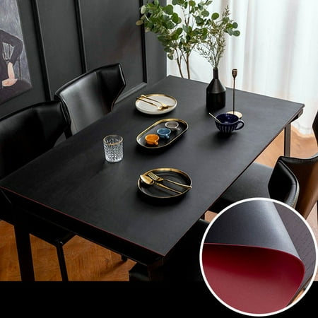

dosili Customize Reversible Leather Tablecloth Solid Color Waterproof Oil-proof Coffee Table Mat Rectangular PU Tablecloth Table Cover