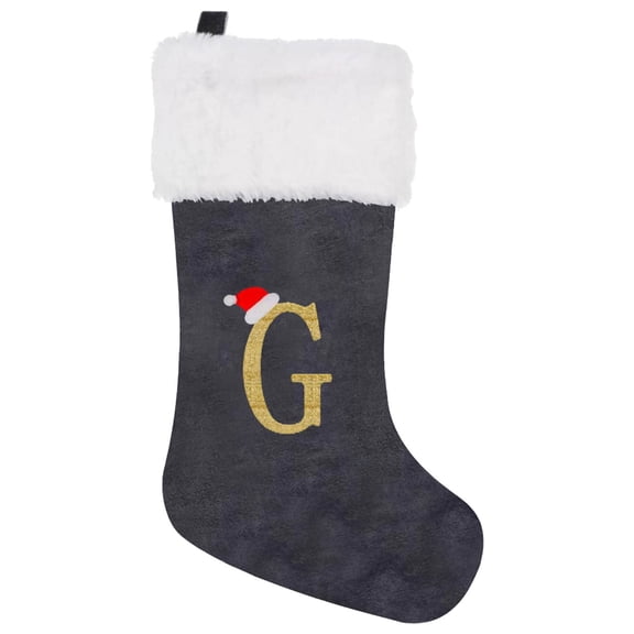 Christmas Stockings, 18.1 Inch Large Embroidered Stockings, Grey Cloth with White Soft Cuffs, Xmas Hanging Decorations Stocking for Xmas Tree Family Holiday Party Decor, Personalized Holiday