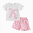 thumbnail image 3 of Toddler Kid Girl Clothes Heart Print Short Sleeves Top + Shorts 2PC Summer Outfit Set Kaprioy Toddler Girl Clothes 6M 12M 18M 24M 3T 4T 5T, 3 of 6
