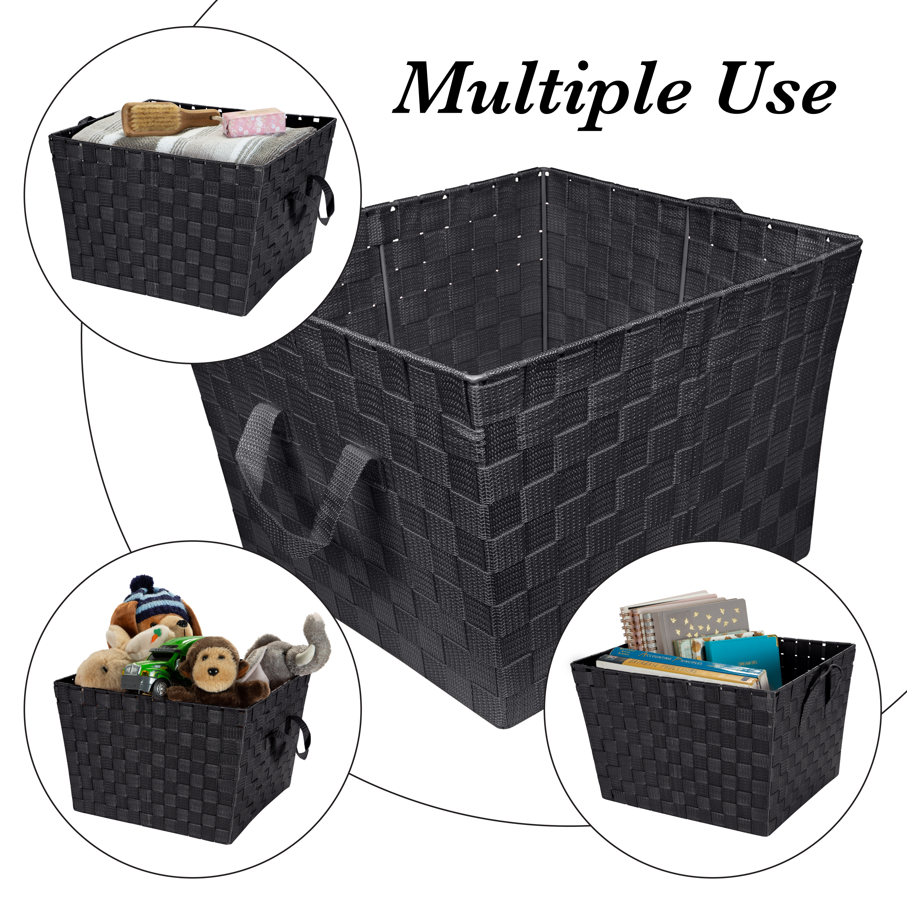 Simplify Large Woven Fabric Storage Basket in Black - image 4 of 8