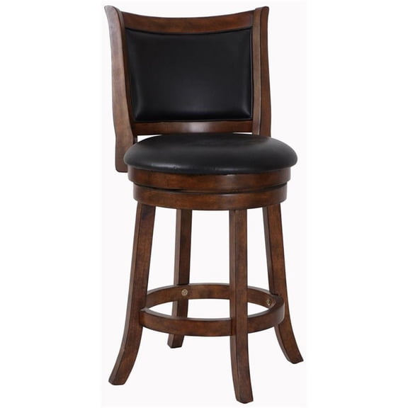 Pemberly Row Modern 24" Solid Wood Counter Stool in Brown Finish