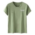thumbnail image 4 of Gibobby Casual Playera de Manga Corta para Mujer Mujeres Casual Letras Impresión Diaria Camisas Cuello Redondo Manga Corta Camiseta Suelta Tee Tops Túnica Blusa(Verde,XL), 4 of 5