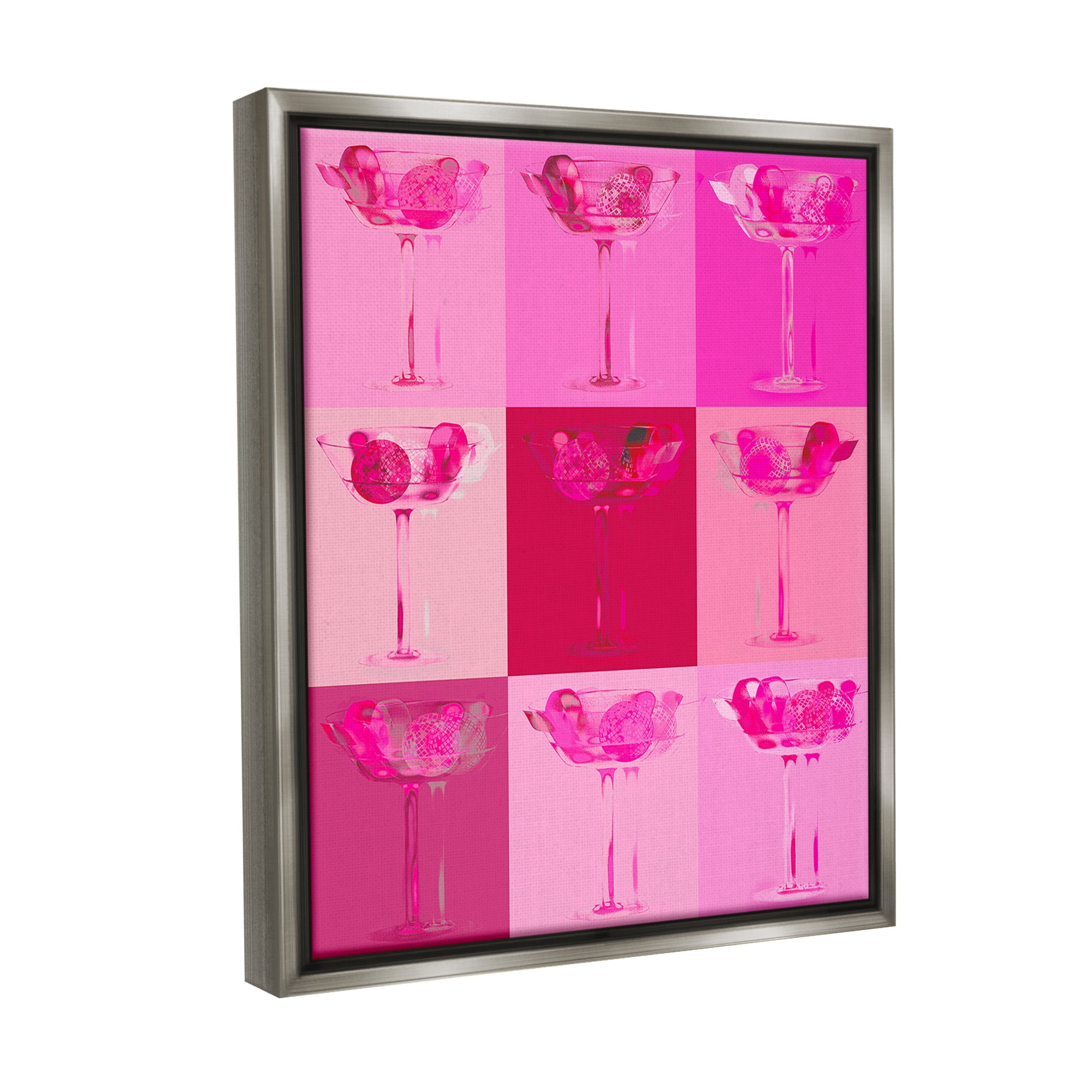 Stupell Industries Pink Abstract Drinks Food & Beverage Painting Gray Floater Framed Canvas Art Print Wall Art, 25 x 31