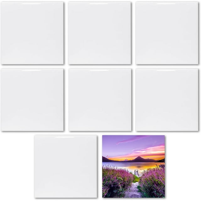MR.R 8 Pack Sublimation Blanks 8x8" White Glossy Ceramic Tiles Crafts for Heat Press Transfer Printing Customized Photo Frame Novelty For Wedding, Birthday Gift, Decoration (20x20cm)