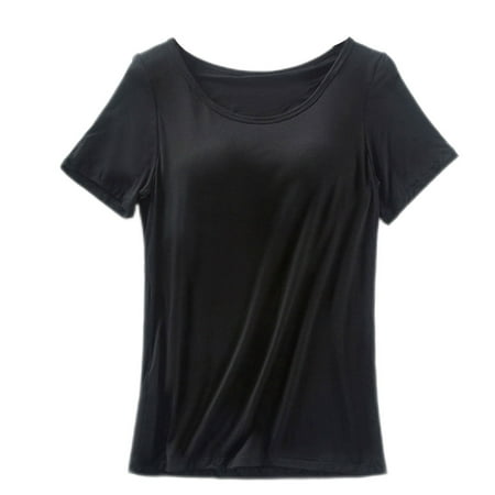

YUUZONE Summer Modal T-Shirts W1re1ess Bra Tops Women Causal Tee Pullover Tops Comfy