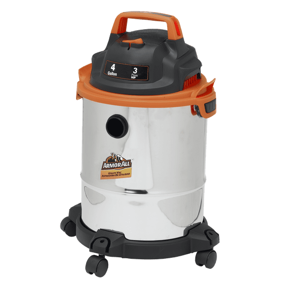 Armor All VO408S 0901 4 Gallon, 3 PHP, Wet/Dry Vacuum Cleaner, Orange with Accessories Included