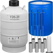 VEVOR 20L Liquid Nitrogen Tank Aluminum Alloy Liquid Nitrogen Dewar Static Cryogenic Container Liquid Nitrogen Container with 6 Canisters and Carry Bag