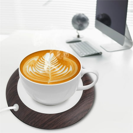 USB Cup Warmer Mug Mat Office Tea Coffee Heater Pad for Home Office Dark Wooden