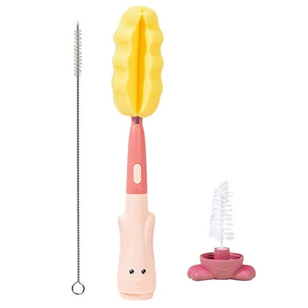 

Biplut 3Pcs/Set Bottle Cleaning Brush Decorative with Handle Food Grade Cute Facial Expression Cup Scrubber Household Supplies (Pink)
