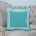 thumbnail image 4 of Teal Geometric 24x24 Pillow Covers Set of 2, White Greek Key Design Abstract Modern Art Throw Pillow Covers Decorative Couch Cushion Case, Microfiber Square Pillowcases for Bedroom Car Living Room, 4 of 7