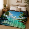 thumbnail image 3 of SPXUBZ Tropical Island Flannel Fleece Blanket Beach Ocean Landscape Throw Blanket Summer Vacation Style Soft Cozy Blanket for Sofa Bed 50"x40", 3 of 5