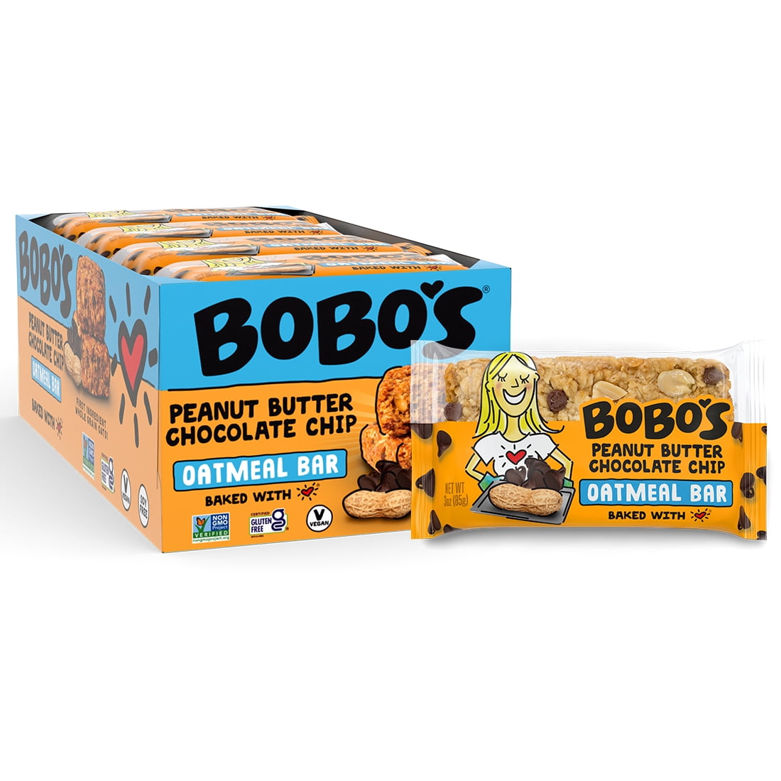 Bobo's, Protein & Energy Bars, GMO Free, Chocolate Chip Peanut Butter, 12 Ct, 3 Oz