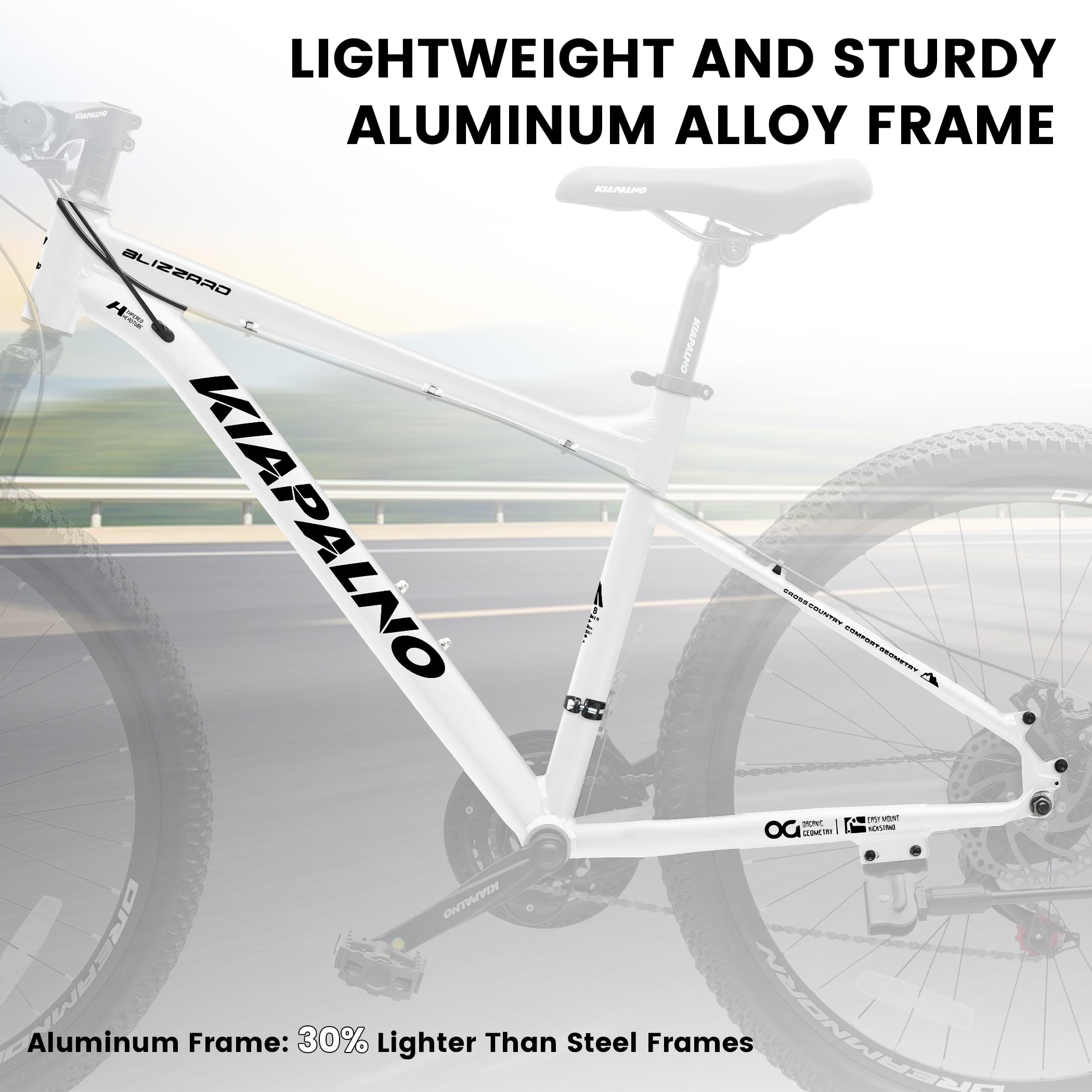 26 Inch Mountain Bike for Adult Men Women, 21-Speed Mountain Bicycle with Front Suspension and Dual Disc Brakes, Aluminum Alloy Frame MTB Bike for Outdoor Trail Commuter, White