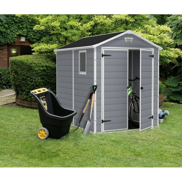Keter Manor DD 6x8 All Weather Outdoor Storage Shed, Grey