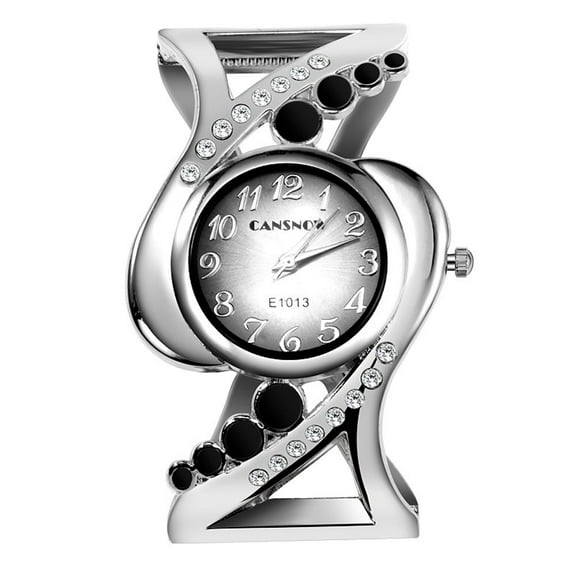 Weicam Women Luxury Crystal Cuff Bracelet Round Dial Analog Quartz Wrist Watch for Ladies