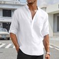 thumbnail image 3 of Hippie Beach Men's Cotton Linen Long Sleeve Casual T-Shirt, 3 of 9