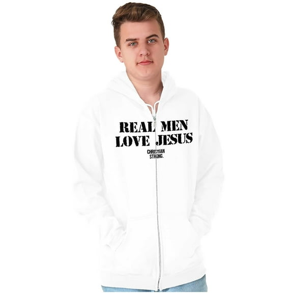 Real Men Love Jesus Christian Zip Hoodie Sweatshirt Men Brisco Brands S