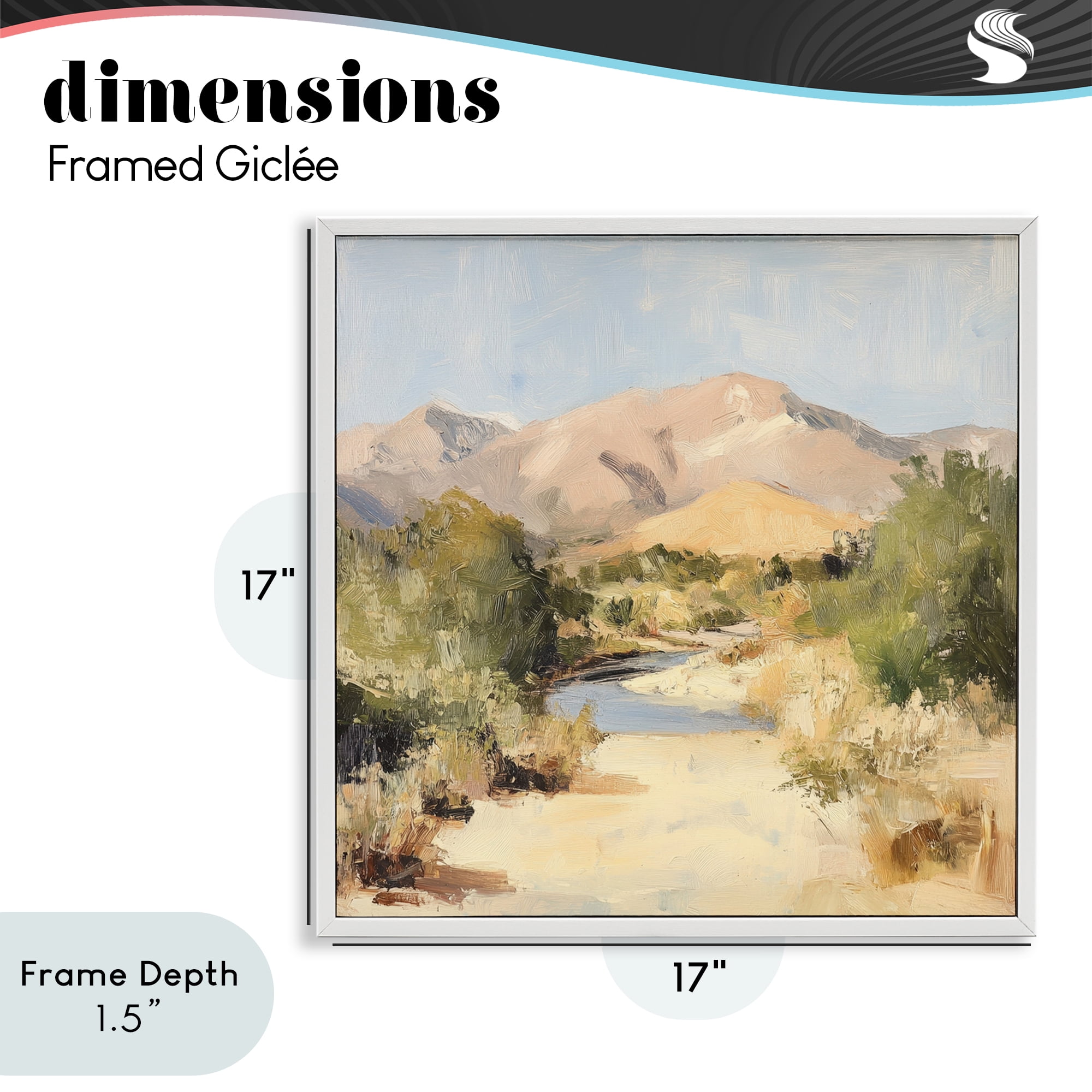 Stupell Industries Beige Desert Mountain Stream White Framed Giclee Art, design by Petal Prints Design
