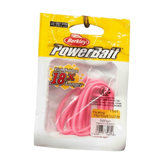 Berkley PowerBait Power Floating Trout Worm Fishing Bait, Bubblegum, 3in | 8cm